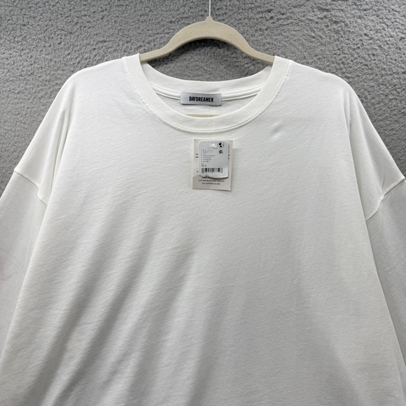 NWT DAYDREAMER Gingham Heart Sleeve Patch Long Sleeve Tee Vintage White One Size - Picture 9 of 16